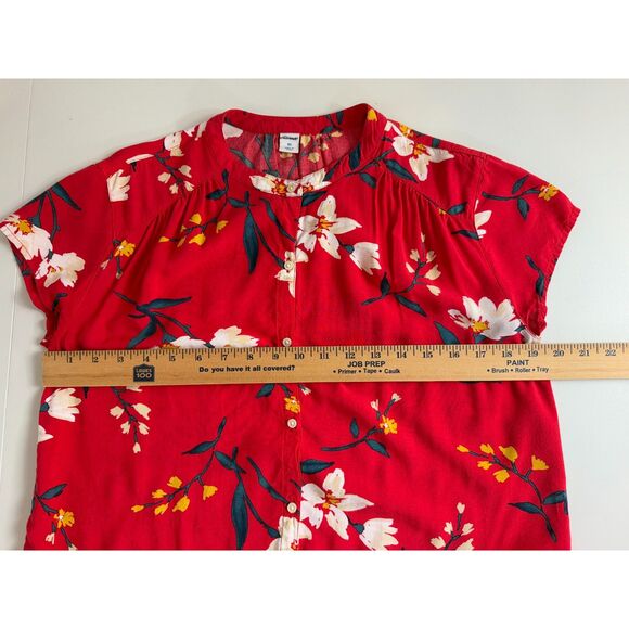 Old Navy Women's Red Floral Button Front Blouse Top Size XS - Picture 5 of 9